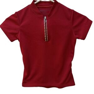 Aerotech Designs Kids Red Short Sleeve Cycling Jersey Zip Pocket Size Medium